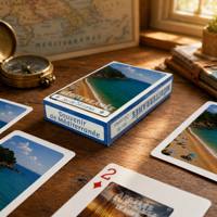 Cartes à Jouer Souvenirs Méditerranéens Personnalisées |   Jeu de cartes écologique, durable et portable en papier artistique, 54 cartes |   OEM ODM