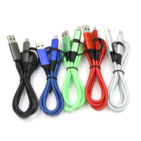 Cable de Carga Multifuncional 4 en 1 con Certificación CE, RoHS y Reach, Venta al por Mayor de Fábrica, Carga Rápida PD de 27W+60W, Doble Tipo-C, Revestimiento de Nailon