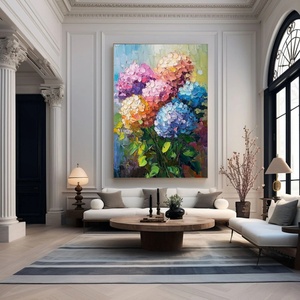 Peinture texturée, grand motif floral vertical coloré, art mural abstrait texturé moderne et épais pour la maison et la galerie - Product Image 4