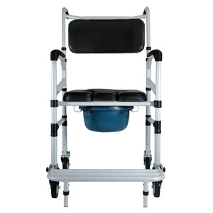 Chaise de toilette pliable Ome avec accoudoirs et roulettes, siège de douche portable d'intérieur, capacité 250 kg - Product Image 4