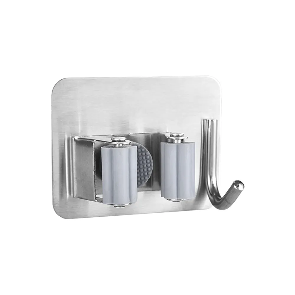 Stainless Steel Hook Kitchen Wall Hook Nail Free Adhesive Hanger Reusable Utility Towel Storage Bathroom Ceiling Hook