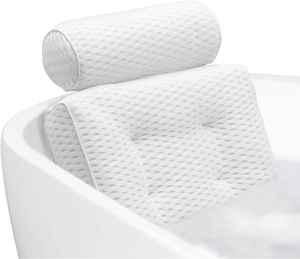 Amazon wholesale Anti slip 4D mesh bathtub pillow, quick dry 6 suction cups Neck and Back Support Spa bath pillow