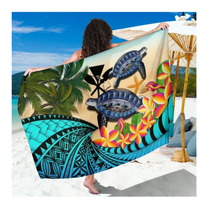 カナカ・マオリ・ハワイアン・サロング・ポリネシアン・タートル・ココナッツツリー・プルメリア・ビキニカバーアップ・スカーフ・水着ボトム・パレオ・サロング - Product Image 1