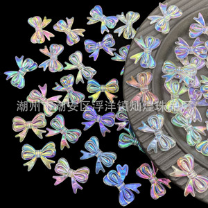 Iridescent Acrylic Bowknot <b>Beads</b> 23x30mm For Hair Clips DIY Accessories Scattered <b>Beads</b> <b>Plastic</b> Resin Craft Jewelry Making - Product Image 3
