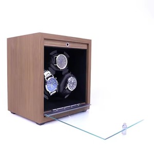 Boîte remontoir <span class=keywords><strong>de</strong></span> montres automatique en bois <span class=keywords><strong>de</strong></span> noyer à 3 emplacements, étui en PU avec 3 coussinets, vente en gros, étui <span class=keywords><strong>de</strong></span> rangement rotatif pour montres - Product Image 1