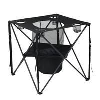 Table de camping pliable avec glacière isotherme, panier à nourriture et sac de transport pour barbecue, pique-nique, camping