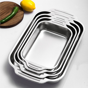 Rôtissoire antiadhésive peu profonde en acier inoxydable pour la cuisson et le service pour barbecue grille-pain poisson et gril - Product Image 4