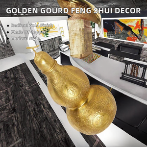 Ornement Pendentif Gourde de Cuivre Feng Shui Wu, Sculpture Décorative pour Table, Maison, Anniversaire, Décoration Porte-Bonheur - Product Image 2