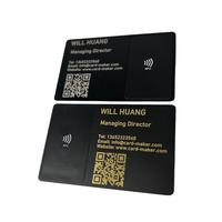 Tarjeta de Visita Metálica Negra en Plata y Oro con NFC, Tarjeta de Visita Digital Metálica con Caja de Regalo para Redes Sociales