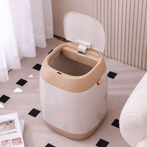 Cubo de basura inteligente con sensor y tapa de presión, gran capacidad para el hogar, sala de estar, dormitorio, color almendra, funciona con pilas - Product Image 3