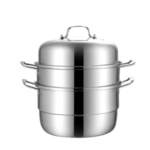 Stainless Steel Double Layer <b>Steamer</b> 3 Tier With Lid For Cooking Vegetables And Meat - Product Image 1