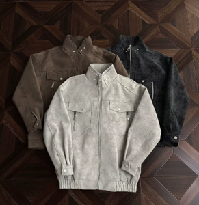 Nouvelle veste <span class=keywords><strong>en</strong></span> <span class=keywords><strong>cuir</strong></span> PU rétro à col montant pour <span class=keywords><strong>homme</strong></span>, style américain haut de gamme, tendance, coupe oversize, pour motard 2025 - Product Image 1