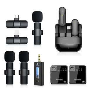 Factory wholesale Portable Wireless Stereo Lavalier Microphone Live Interview Outdoor Mini Noise Cancelling Lapel Mic