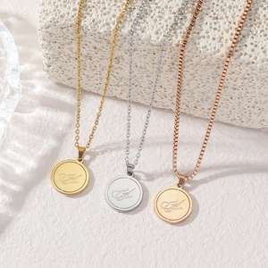 Eid Commemorative <strong>Coin</strong> <strong>Necklace</strong> with Zircon and Link Chain Stainless Steel Islamic Gift Jewelry for Men Women Wholesale - Product Image 1