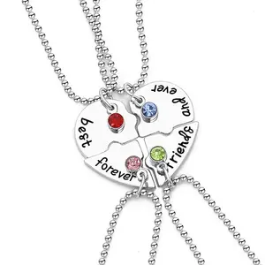 Beste Vrienden Serie Sieraden Beste Vrienden Brief Splicing Kleurrijke Edelstenen Liefde Eenvoudige Hanger Gift Ketting