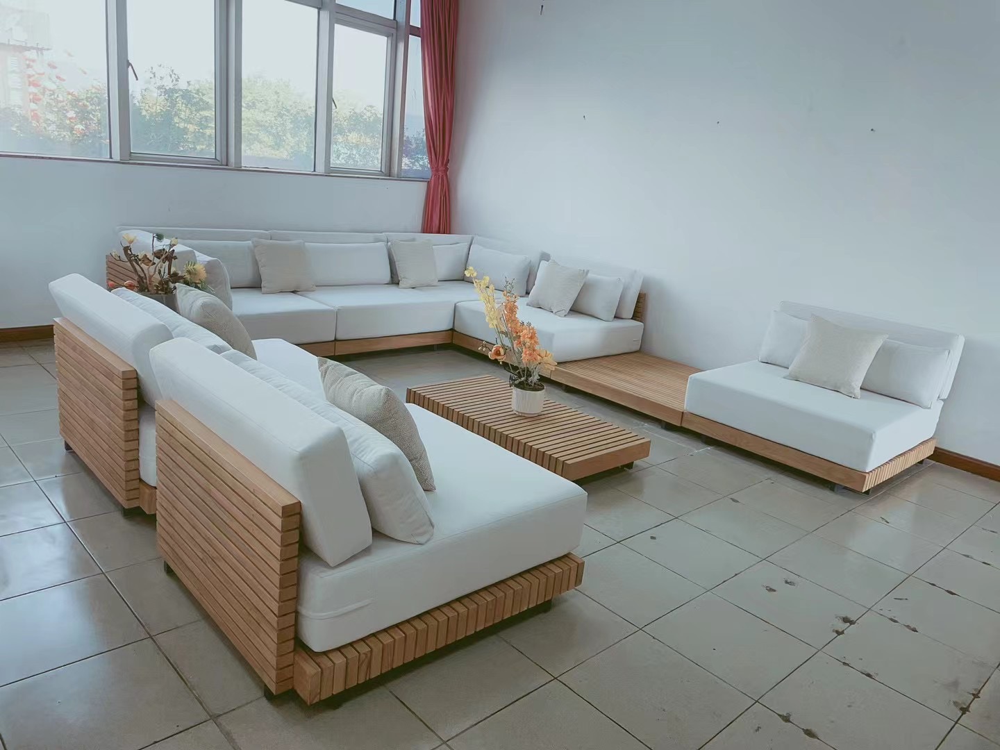 Outdoor Furniture Garden Sofas Sets High End Modern Sofa Set Teak  Patio  Wood outdoor furniture
