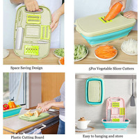 Ensemble de coupe-légumes multifonction avec panier égouttoir pliable, mandoline, trancheuse, hachoir, éplucheur, couteau et bol de lavage pliable