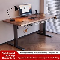 Bureau d'ordinateur en bois massif réglable en hauteur avec porte-gobelet et crochet pour écouteurs, compact, pour chambre à coucher, usage domestique, électrique, fabriqué en Chine