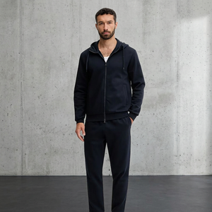 Sudadera con Capucha y Cierre para Hombre, Color Sólido, Corte Regular, Estilo Casual, 100% Algodón, Felpa Francesa, Estilo Otoñal - Product Image 2