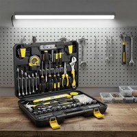 Ensemble d'outils ménagers de 137 pièces, kit d'outils à main en acier au carbone avec étui rigide, tournevis, clé à cliquet, embouts pour réparation