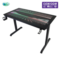 Bureau de jeu en gros, table de jeu électrique RGB, table PC, bureau de jeu texture fibre de carbone avec lumières LED WS4020