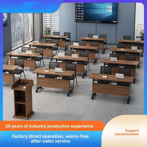 Flip Top <b>Folding</b> Training <b>Table</b> with Wheels Stackable Movable Conference Desk for School Use Iron 25mm Thickness - Product Image 3