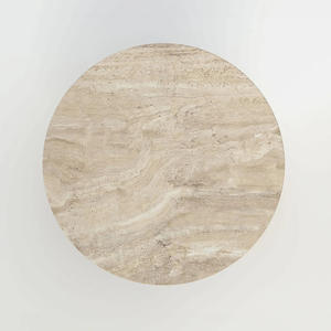 Table à manger ronde en travertin naturel avec pieds sculpturaux organiques pour meubles de maison de luxe 8-10 places - Product Image 4