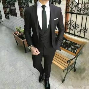 (Chaqueta + Pantalón + Chaleco) Trajes de solapa rosa con negro para hombres Hecho a medida Terno Delgado Novio Personalizado 3 piezas Traje de boda para hombre Masculino - Product Image 2