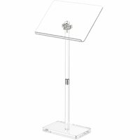 Pupitre en acrylique réglable en hauteur, support de sol pour conférencier avec rebord, idéal pour les présentations, les cours, la musique et les églises