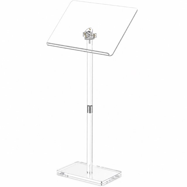 Acrylic Lectern Podium Adjustable Height Floor Standing Speaker Stand with Ledge for Speech Presentation Classroom Music Church