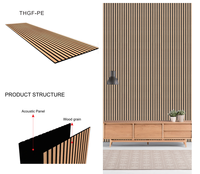 Panneaux acoustiques fins en bois lamellé PET+PET+Placage, panneaux muraux absorbants le son en placage de bois sans adhésif
