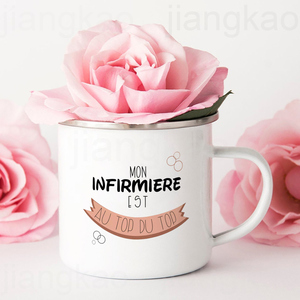 Tasses à café en émail imprimées arc-en-ciel « Meilleure infirmière <span class=keywords><strong>du</strong></span> <span class=keywords><strong>monde</strong></span> », mugs à jus, tasses à lait chaud, cadeau pour infirmière - Product Image 3