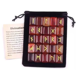 Juego de piedras rúnicas de piedras preciosas naturales para juegos de fiesta de brujería de adivinación que incluyen bolsa de regalo de cristal guía espiritual Reiki - Product Image 4