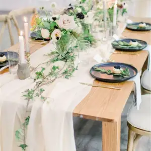 مفرش طاولة من الشيفون الأبيض, مفرش طاولة من الشيفون الأبيض للزينة الرومانسية البوهيمية وحفلات الزفاف وحفلات الزفاف