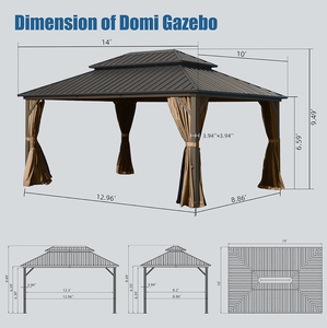 10x10 Modern OEHOME Outdoor Patio Gazebo <b>Canopy</b> <b>Tent</b> Ventilated Double Roof Detachable Mosquito Netting Waterproof Steel Frame - Product Image 5