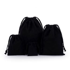 Custom Made Eco Pouch With Logo Print Reusable <b>Small</b> <b>Black</b> Cotton Drawstring for Rings Jewelry Packaging Linen Dust <b>Bag</b> - Product Image 2