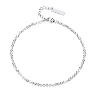 NUOVO Commercio All'ingrosso Semplice S925 Sterling Silver Tallone Del Calzino Piatto Perline Catena A Doppia maglia Cavigliere Bracciali Donna di Fascino Caviglia Gioielli