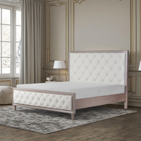 Lit rembourré à cadre de bois de style américain King Size Design simple et moderne avec revêtement en cuir et caractéristiques de rangement Utilisation dans la chambre à coucher