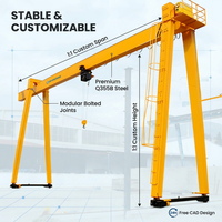 Grue portique monopoutre extérieure de 10 tonnes, conception de cadre en portique cantilever, boîte de vitesses motorisée, haute efficacité, télécommande sans fil