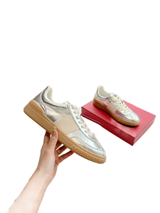 <b>White</b> Leather <b>Lace</b> Up Sneakers with Red Stripe and Gum Sole Casual Shoes - Product Image 4
