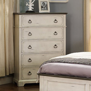 5-Drawer & Ring Pull Bedroom <b>Storage</b> Cabinet Farmhouse Two-Tone <b>Chest</b> - Product Image 1