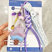 Porte-clés tressé créatif en bambou avec breloque fraise, idéal pour bar à cocktails, joli petit ornement, décoration d'intérieur pour sac ou tasse