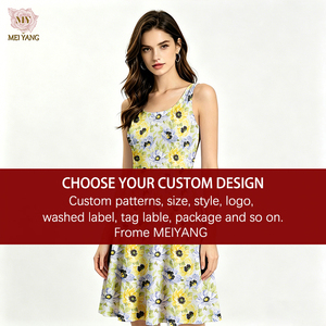 Vestido sin mangas con estampado floral personalizado Meiyang, vestido de verano, vestido acampanado de línea A, vestido tipo pinafore, ropa de mujer - Product Image 4