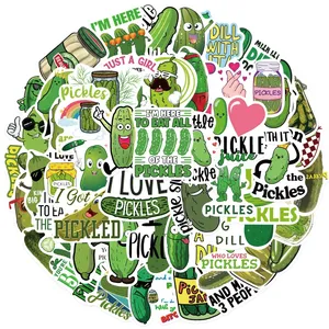 50 adet turşu çıkartmalar çocuklar için sevimli estetik karikatür yeşil turşu çıkartmalar dergisi, serin Trendy turşu salatalık su geçirmez vinil