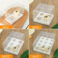 Boîte à gâteau carrée en carton simple couche, transparente, épaissie, avec doublure plastique, pour pâtisserie, qualité alimentaire, estampage