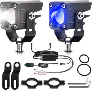Factory Auxiliary LED <b>Spotlight</b> Motorcycle Dual Color 3000lm <b>Mini</b> Driving Fog Lights for Motorcycle Motorcycle Headlight - Product Image 1