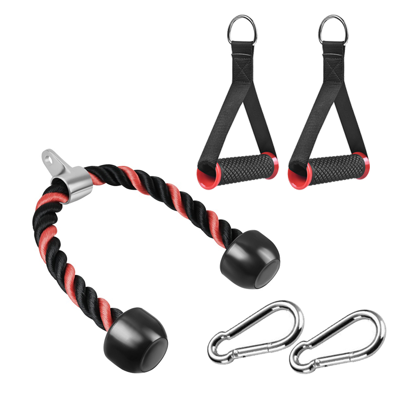 Трицепс веревка крепления кабеля 27,5 дюймов с 2 упражнения ручки карабин клипы тяжелых Трицепс для вытягивания лотков для веревки
