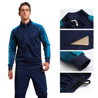 Sublimation personnalisée survêtement de football en polyester grande taille pour hommes survêtement décontracté fermeture éclair complète jogging survêtements de football