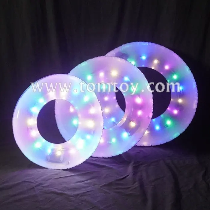 Pool Party Flashing LED Light Up Inflatable Swim Float Tube Swimming Ring for Kids and Adults