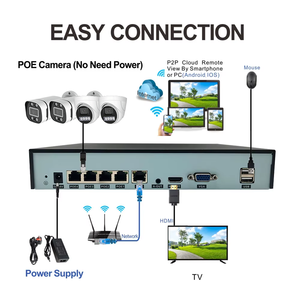Kit NVR POE TSEye de 4 Canales, Sistema de Vigilancia con Cámara CCTV de 4MP, 5MP, 8MP, 4K con Visión Nocturna a Todo Color, Detección de Movimiento y Audio Unidireccional - Product Image 2
